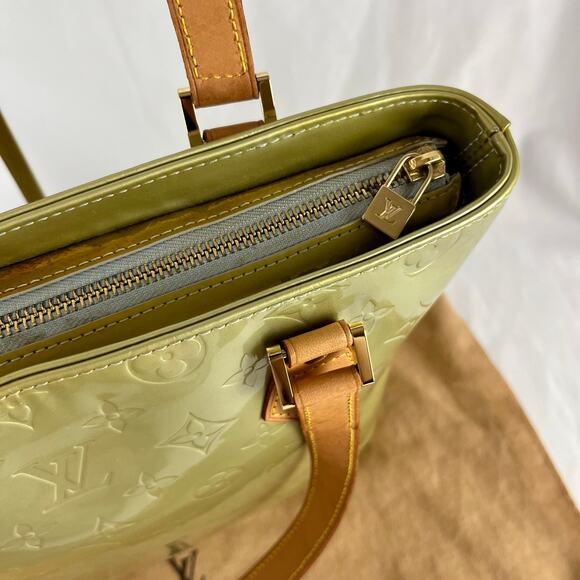 LOUIS VUITTON Vintage Vernis Houston Tote Green Patent Leather Bag With COA - Picture 12 of 15